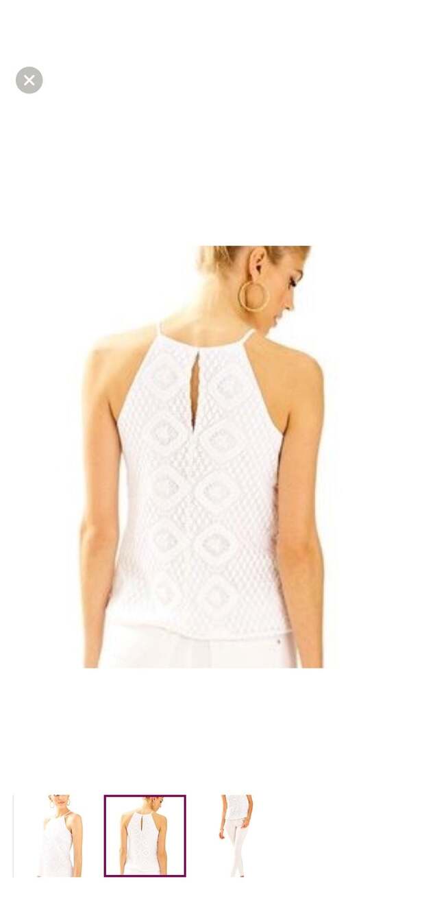 Lilly Pulitzer White Rayanne Crocheted Lace Halter Top Large - Picture 9 of 9